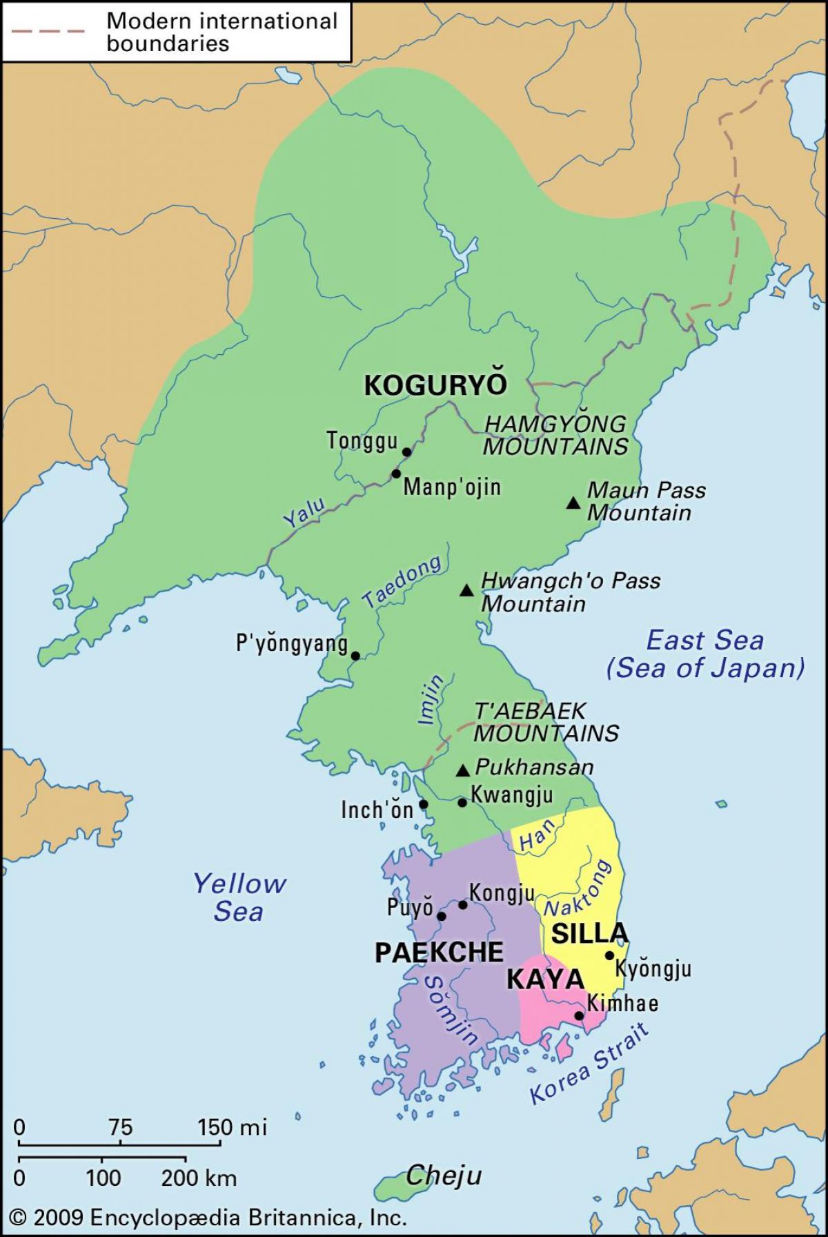 Carte historique de la Corée du Sud (ROK)