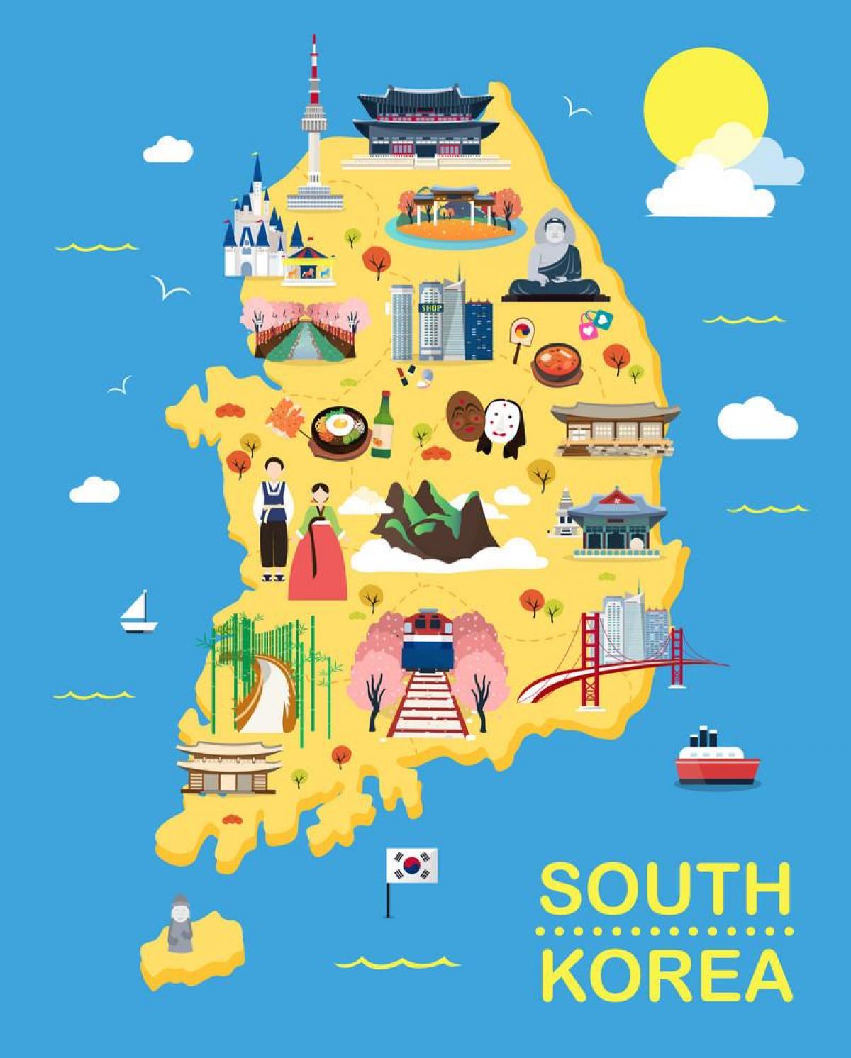 Carte des attractions touristiques de la Corée du Sud (ROK)