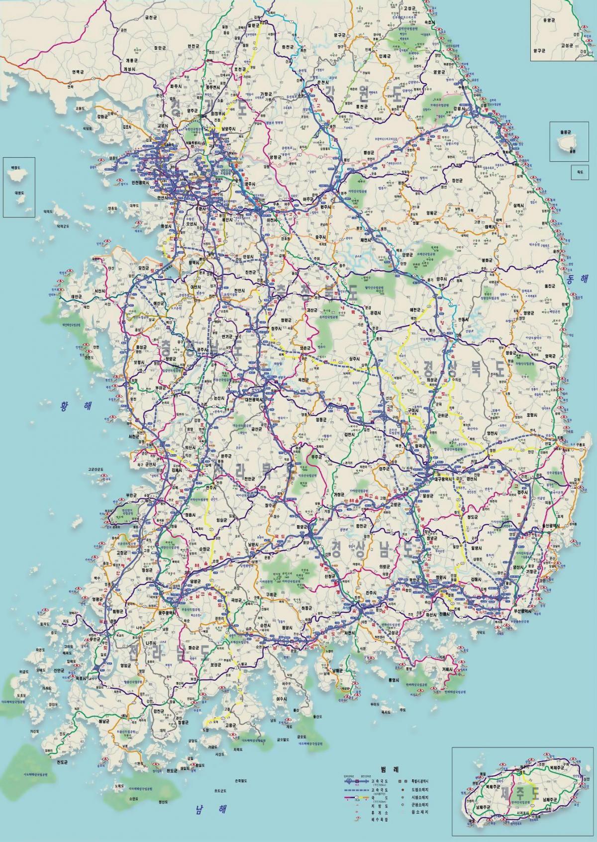 Carte routière de la Corée du Sud (ROK)