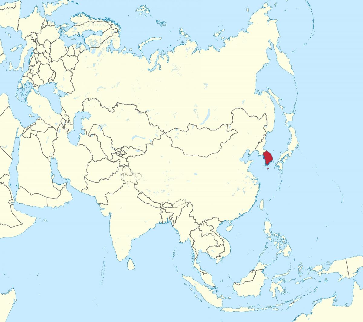 Situation de la Corée du Sud (ROK) sur la carte de l'Asie