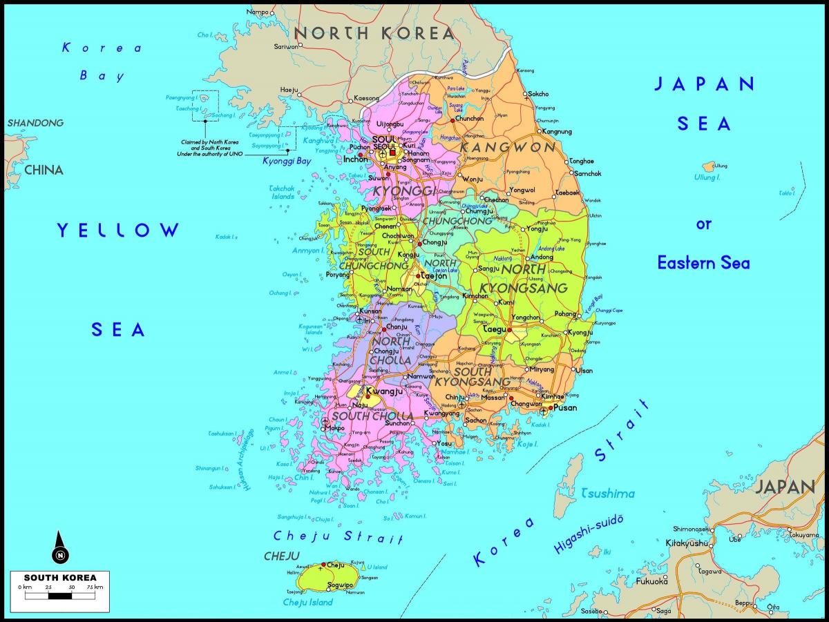 La Corée du Sud (ROK) sur une carte