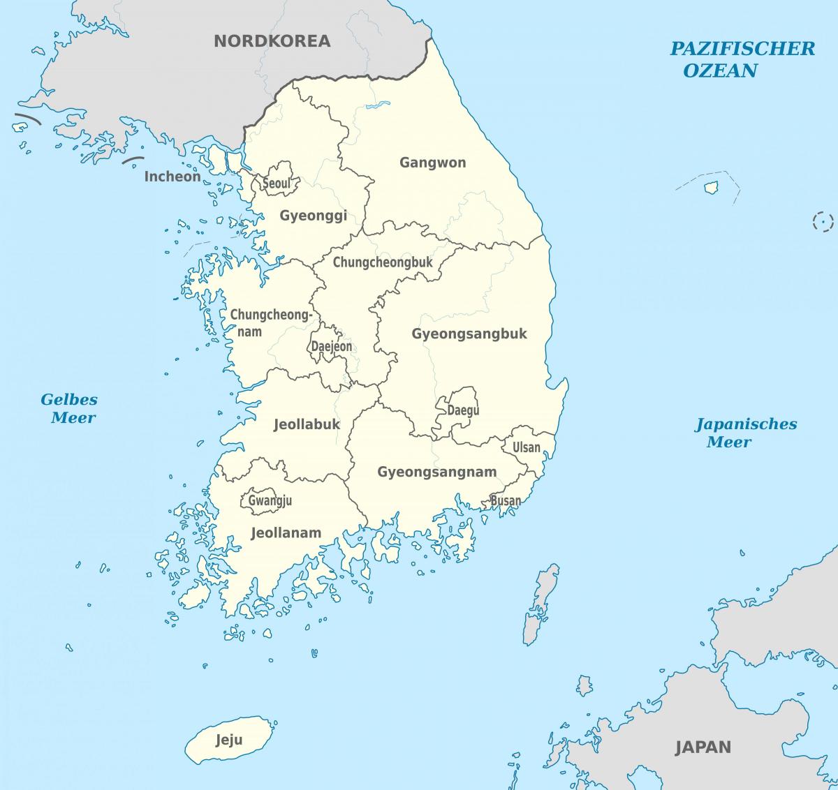 Carte de la Corée du Sud (ROK)