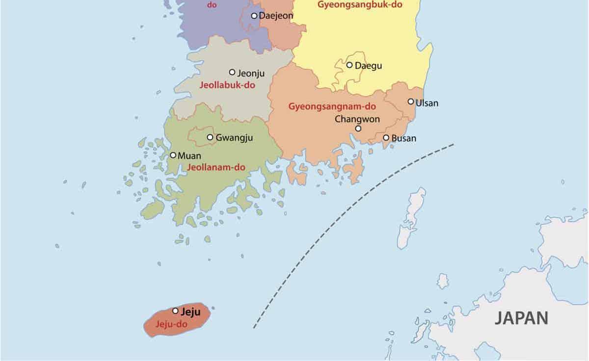 Carte de la Corée du Sud (ROK)